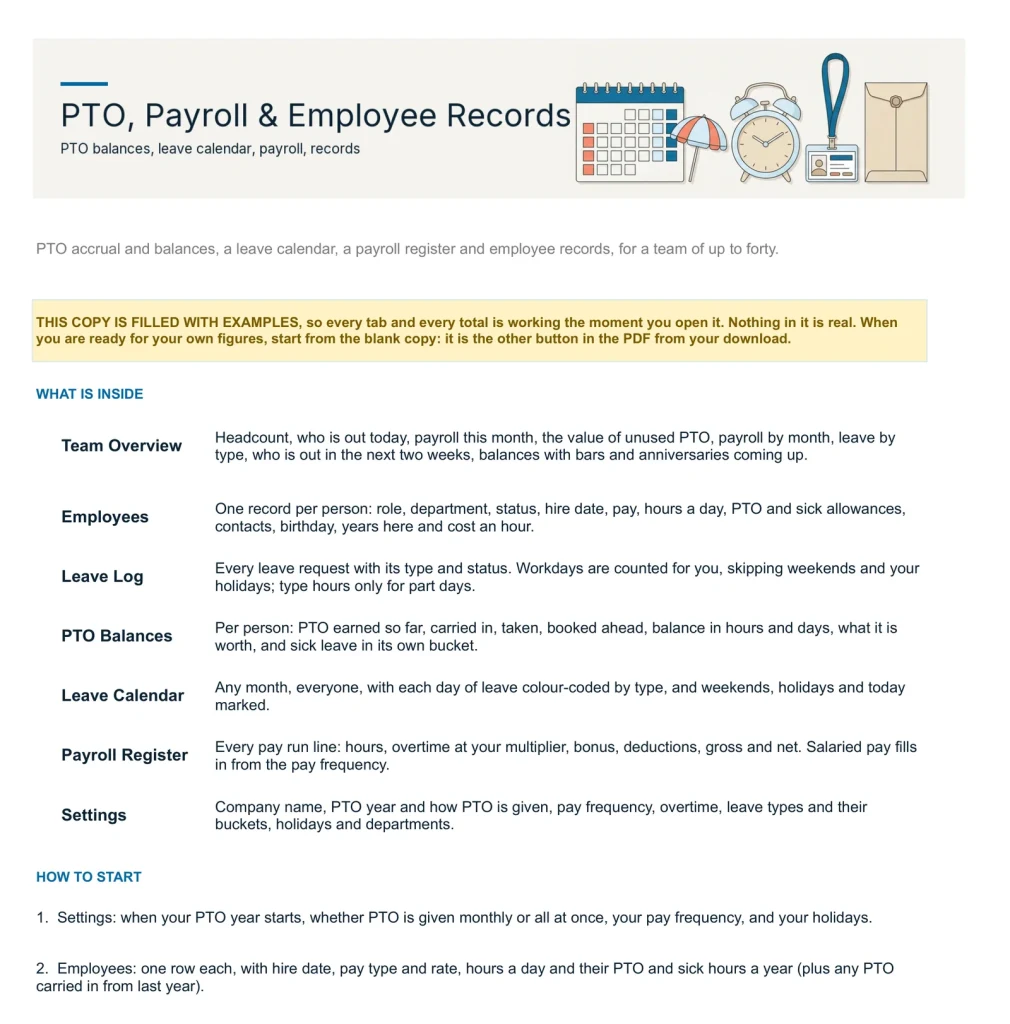 PTO, Payroll & Employee Records, Start here