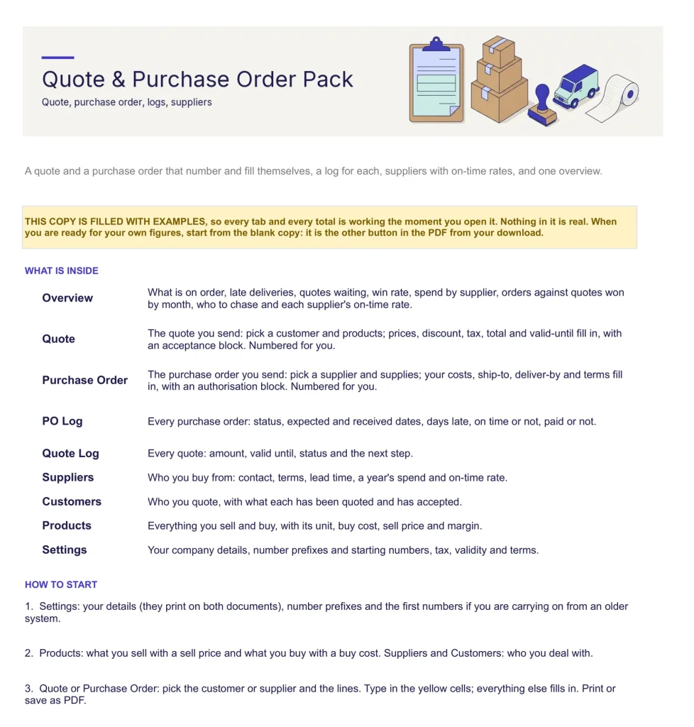 Quote & Purchase Order, Start here