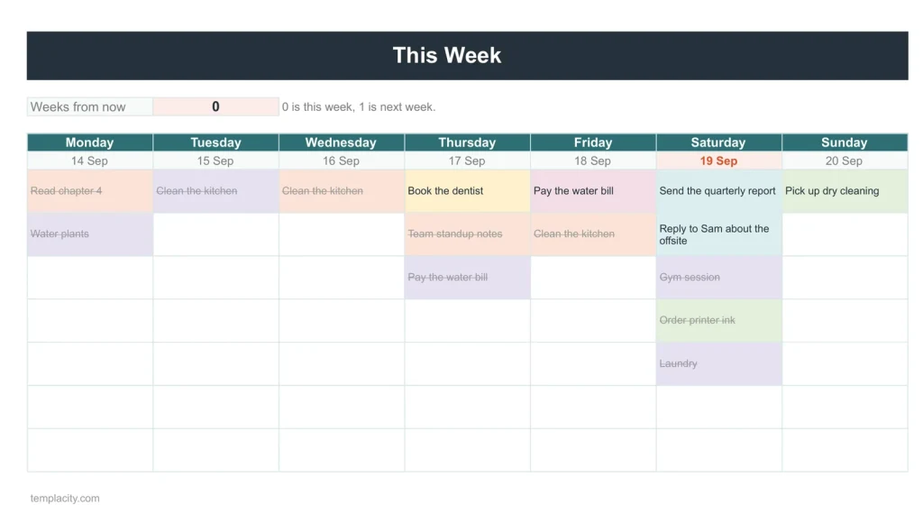 To-Do List & Task Tracker, der Tab Diese Woche
