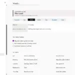 OneNote calendar template week page filled in, linked from the month