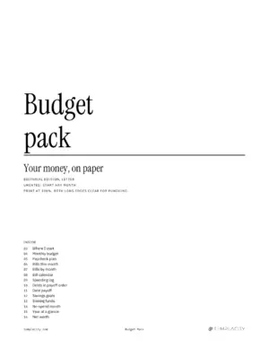 Cover des druckbaren Budget Pack, Editorial-Design