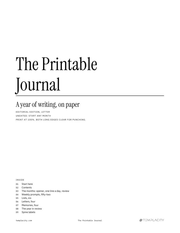 The Printable Journal, Editorial cover