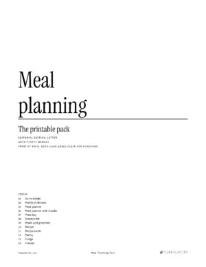 Cover of the printable Meal Planning Pack, Editorial design
